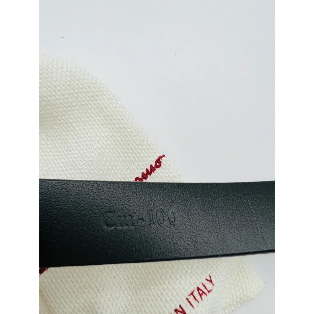 Salvatore Ferragamo Gancini Crystal-Embellished Black Nero Leather Belt  $580